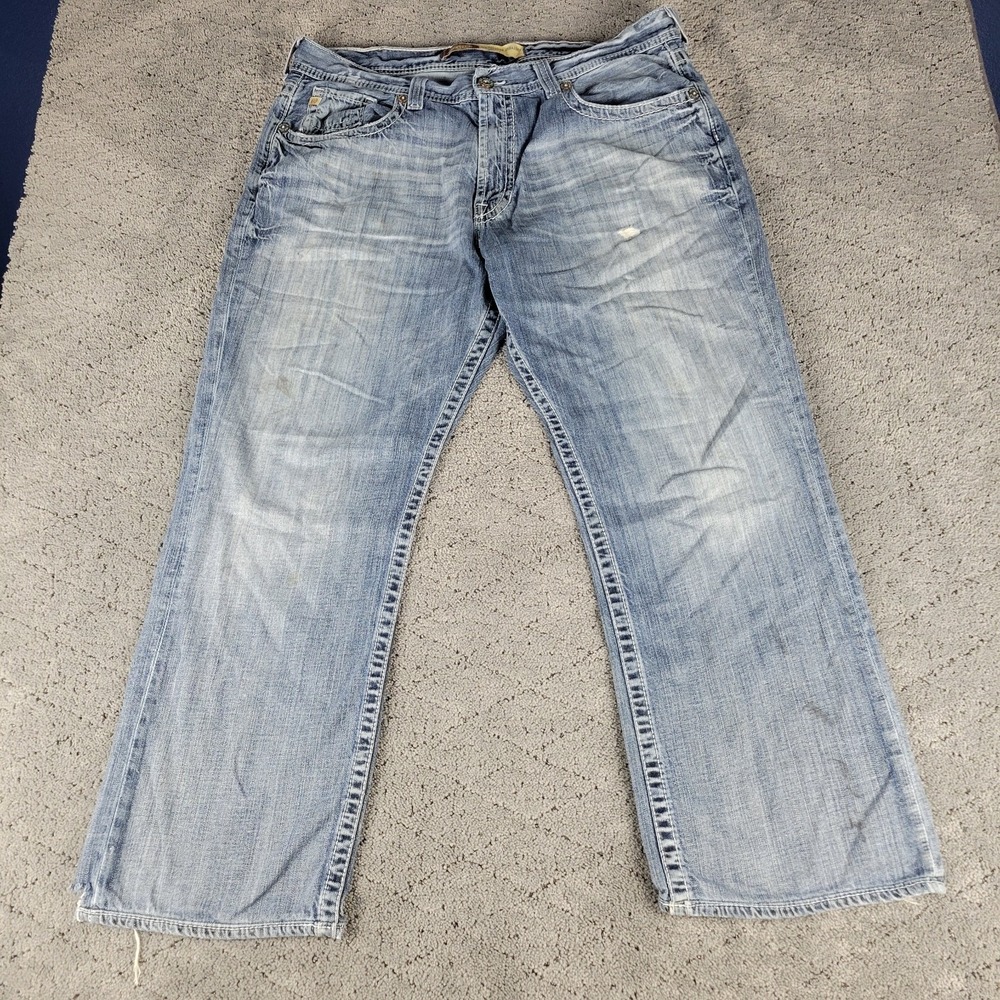 Big Star Jeans Mens 38L Long Blue Voyager Straight Relaxed Loose Faded Whisker